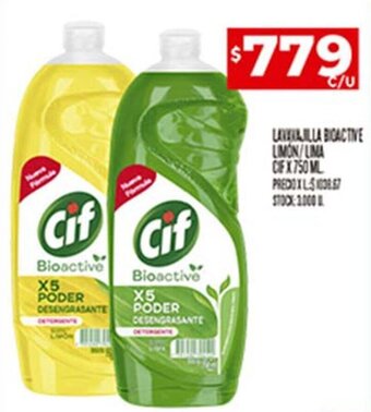 Supermercados DIA LAVAVAJILLA BIOACTIVE LIMÓN / LIMA CIF X 750 ML oferta