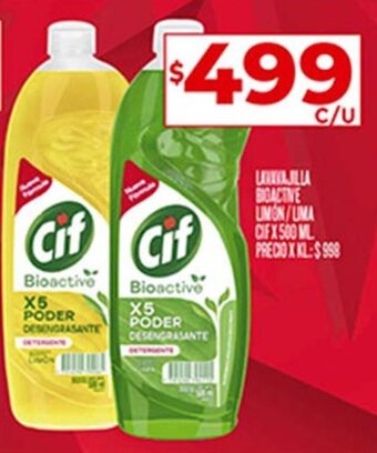 Supermercados DIA LAVAVAJILLA BIOACTIVE LIMÓN / LIMA CIF X 500 ML oferta