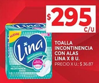 Supermercados DIA TOALLA INCONTINENCIA CON ALAS LINA X 8 U. oferta