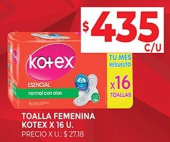 Supermercados DIA TOALLA FEMENINA KOTEX X 16 U. oferta