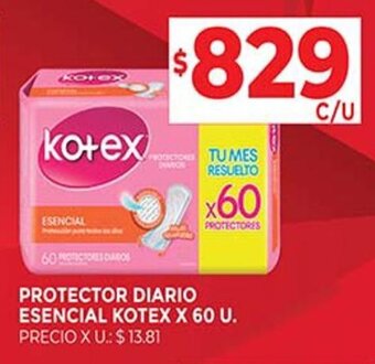 Supermercados DIA PROTECTOR DIARIO ESENCIAL KOTEX X 60 U. oferta