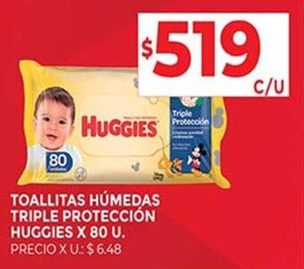 Supermercados DIA TOALLITAS HÚMEDAS TRIPLE PROTECCIÓN HUGGIES X 80 U. oferta