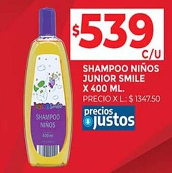 Supermercados DIA SHAMPOO NIÑOS JUNIOR SMILE X 400 ML. oferta