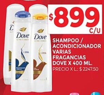 Supermercados DIA SHAMPOO / ACONDICIONADOR VARIAS FRAGANCIAS DOVE X 400 ML. oferta