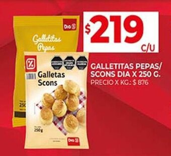 Supermercados DIA GALLETITAS PEPAS / SCONS DIA X 250 G. oferta