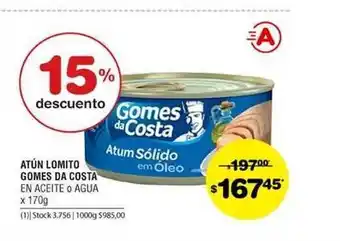 Atomo Conviene Gomes Da Costa Atún Lomito En Aceite O Agua 170g oferta