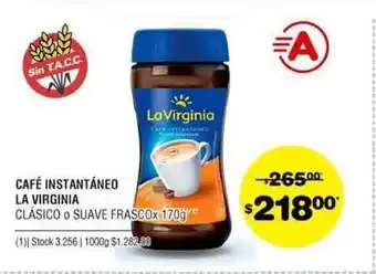 Atomo Conviene Café Instantáneo La Virginia Clásico O Suave Frasco 170g oferta