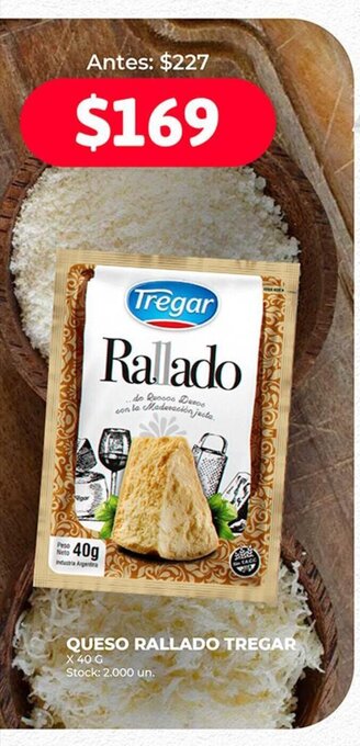 Supermercados Tadicor QUESO RALLADO TREGAR X 40 G oferta