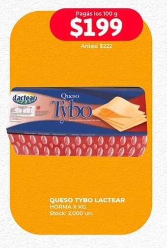 Supermercados Tadicor QUESO TYBO LACTEAR HORMA X KG oferta
