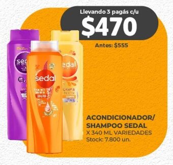 Supermercados Tadicor ACONDICIONADOR / SHAMPOO SEDAL X 340 ML VARIEDADES oferta