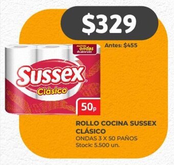 Supermercados Tadicor ROLLO COCINA SUSSEX CLÁSICO ONDAS 3 X 50 PAÑOS oferta