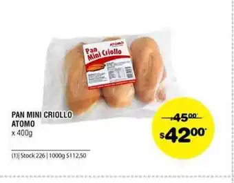 Atomo Conviene Pan Mini Criollo Atomo 400g oferta