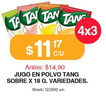 Supermercados Tadicor Tang Jugo En Polvo Sobre x 18g Variedades oferta