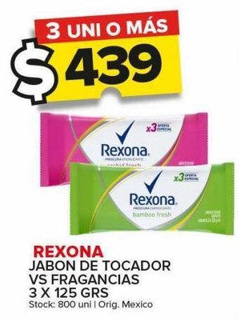 Carrefour Maxi Jabón de tocador rexona 3 x 125g oferta