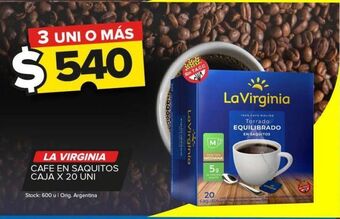 Carrefour Maxi Café en saquitos la virginia x 20un oferta