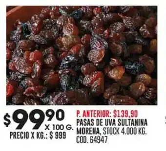 Coto PASAS DE UVA SULTANINA S x 100 G. oferta