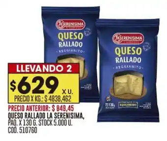 Coto QUESO RALLADO LA SERENISIMA, PAQ. X 130 G LLEVANDO 2 oferta