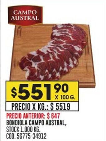 Coto BONDIOLA CAMPO AUSTRAL, X 100 G. oferta