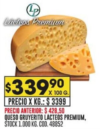 Coto QUESO GRUYERITO LACTEOS PREMIUM, X 100 G. oferta