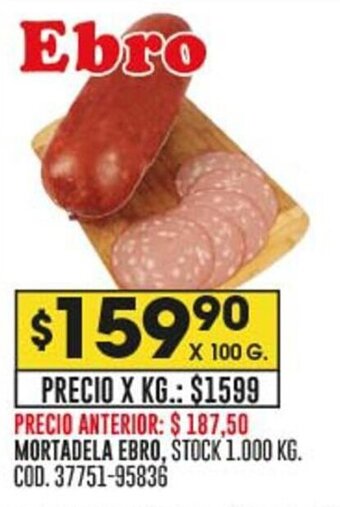 Coto MORTADELA EBRO, X 100 G. oferta