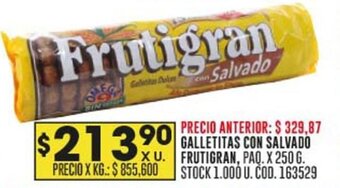 Coto GALLETITAS CON SALVADO FRUTIGRAN, PAQ. X 250 G. oferta