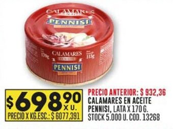 Coto CALAMARES EN ACEITE PENNISI, LATA X 170 G. oferta