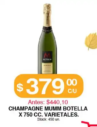 Supermercados Tadicor Champagne Mumm Botella x 750cc Varietales oferta