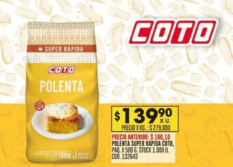 Coto POLENTA SUPER RÁPIDA COTO, PAQ. X 500 G. oferta