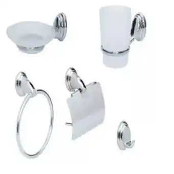 Frávega Set kit de set kit accesorios de baño juego 5 pzas metal cromado umbria791 baño hogar actual juego 5 pzas metal cromado umbri oferta