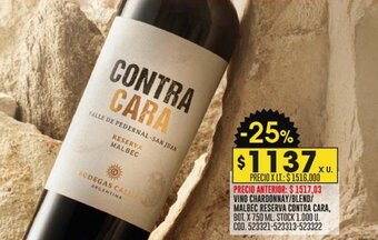 Coto VINO CHARDONNAY/BLEND/ MALBEC RESERVA CONTRA CARA, BOT. X 750 ML oferta