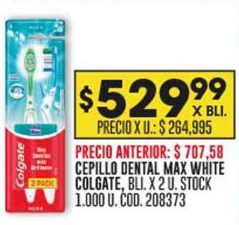 Coto CEPILLO DENTAL MAX WHITE COLGATE, BLI. X 2 U. oferta