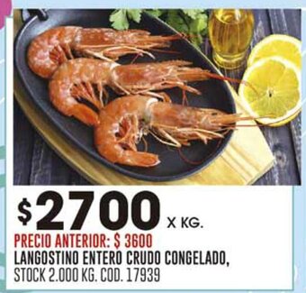 Coto LANGOSTINO ENTERO CRUDO CONGELADO, X KG. oferta