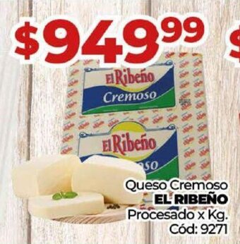 Diarco Queso Cremoso EL RIBEÑO Procesado x Kg. Cód: 9271 oferta