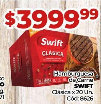Diarco Hamburguesa de Carne SWIFT Clásica x 20 Un. Cód: 8626 oferta