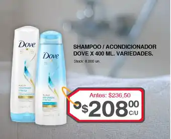 Supermercados Tadicor Dove Shampoo/Acondicionador x 400ml Variedades oferta