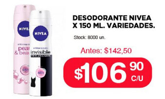 Supermercados Tadicor Nivea Desodorante x 150ml Variedades oferta