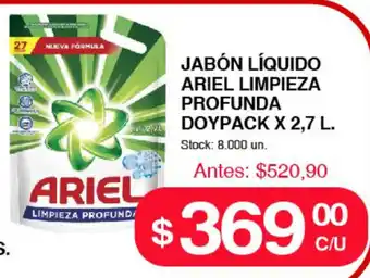Supermercados Tadicor Ariel Jabón Líquido Limpieza Profunda Doypack x 2,7L oferta