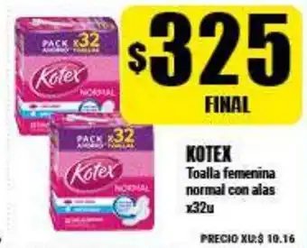 Supermayorista Vital Kotex Toalla femenina normal con alas 35u oferta