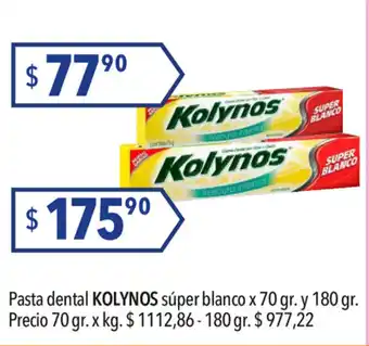 Hergo Kolynos Pasta dental súper blanco x 70gr y 180gr oferta