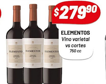 Almacor Elementos Vino varietal vs cortes 750cc oferta