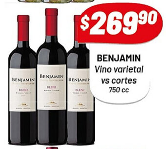 Almacor Benjamin Vino Varietal vs cortes 750cc oferta