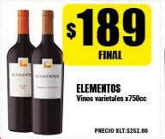 Supermayorista Vital Elementos Vinos varietales x750cc oferta