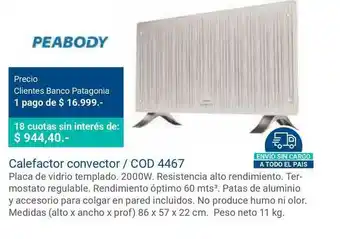 Banco Patagonia Peabody Calefactor Convector Cod 4467 oferta