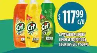 Supermercados Toledo Cif Lavavajilla Limón Limón Ve Rde Citrica Activex 500ml oferta