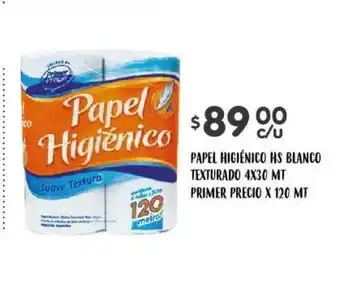 Supermercados Toledo Papel Higiénico Hs Blanco Texturado 4x30 Mt Primer Precio X 120mt oferta