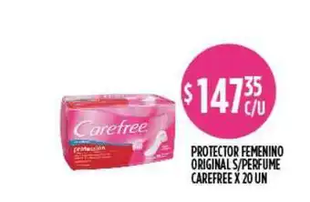 Supermercados Toledo Carefree Protector Femenino Original S Perfume x 20un oferta