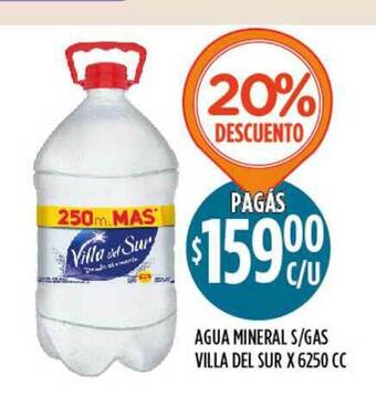 Supermercados Toledo Agua Mineral S Gas Villa Del Sur x 6250cc oferta