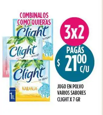 Supermercados Toledo Jugo En Polvo Varios Sabores Clight x 7gr oferta
