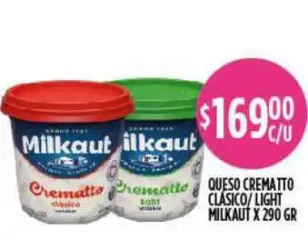 Supermercados Toledo Milkaut Queso Crematto Clásico Light x 290gr oferta