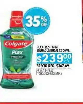 Pigmento Colgate Plax Fresh Mint Enjuague Bucal x 500ml oferta